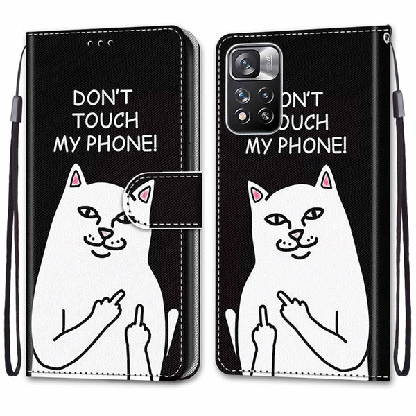 For Xiaomi Redmi Note 11 Pro 11 Pro Global Coloured Drawing Cross Textur...(Middle Finger White Cat)