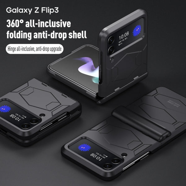 For Samsung Galaxy Z Flip3 5G Battle Armor Anti-drop PC Phone Case(Green)