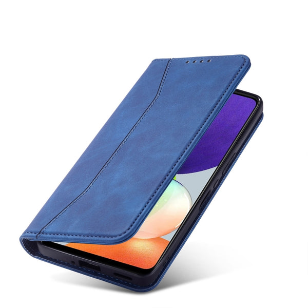 For Samsung Galaxy A22 4G Magnetic Dual-fold Leather Phone Case(Blue)