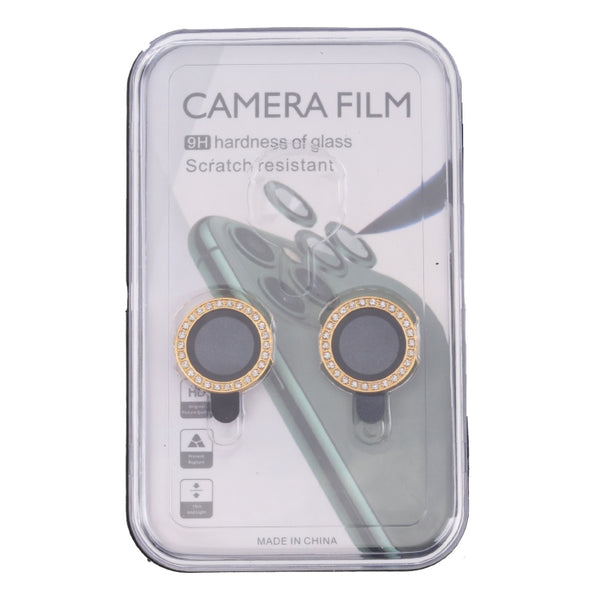 For iPhone 12 12 mini 11 9H Point Drill Camera Lens Protector Circle(Gold)