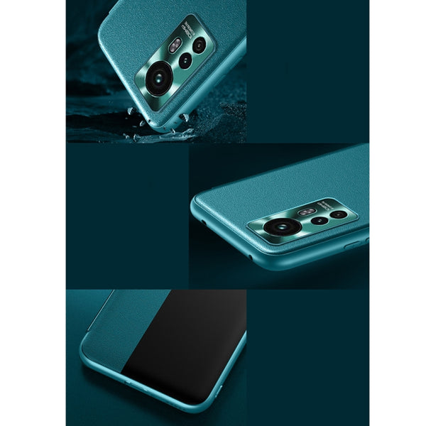 For Xiaomi 12 5G Window View Leather Phone Case(Cyan)