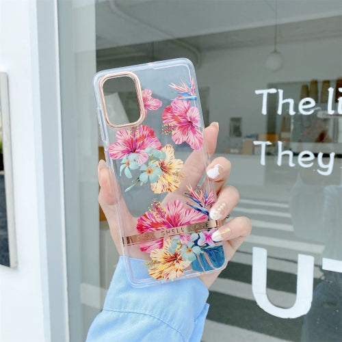 For Samsung Galaxy A42 5G Translucent Plating Flower Phone Case(Hibiscus)