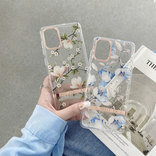 For Samsung Galaxy A42 5G Translucent Plating Flower Phone Case(Banana Leaf)
