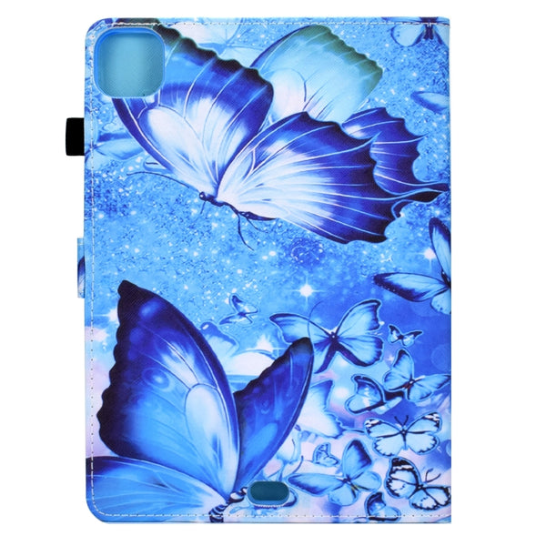 For iPad Pro 11 2022 2021 2020 Sewing Pen Slot Leather Tablet Case(Butterflies)