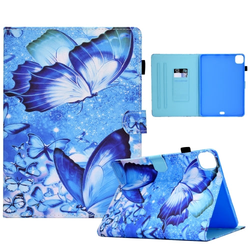 For iPad Pro 11 2022 2021 2020 Sewing Pen Slot Leather Tablet Case(Butterflies)