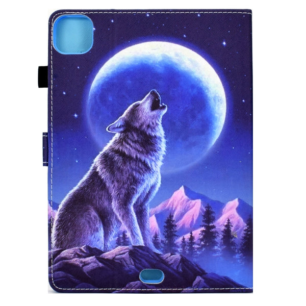 For iPad Pro 11 2022 2021 2020 Sewing Pen Slot Leather Tablet Case(Night Wolf)