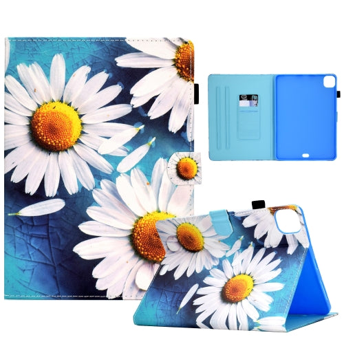 For iPad Pro 11 2022 2021 2020 Sewing Pen Slot Leather Tablet Case(Sunflower)