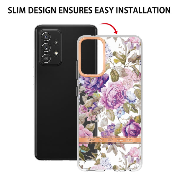 For Samsung Galaxy A52 5G 4G Flowers and Plants Series IMD TPU Phone Case(Purple Peony)