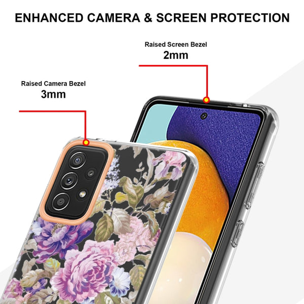 For Samsung Galaxy A52 5G 4G Flowers and Plants Series IMD TPU Phone Case(Purple Peony)