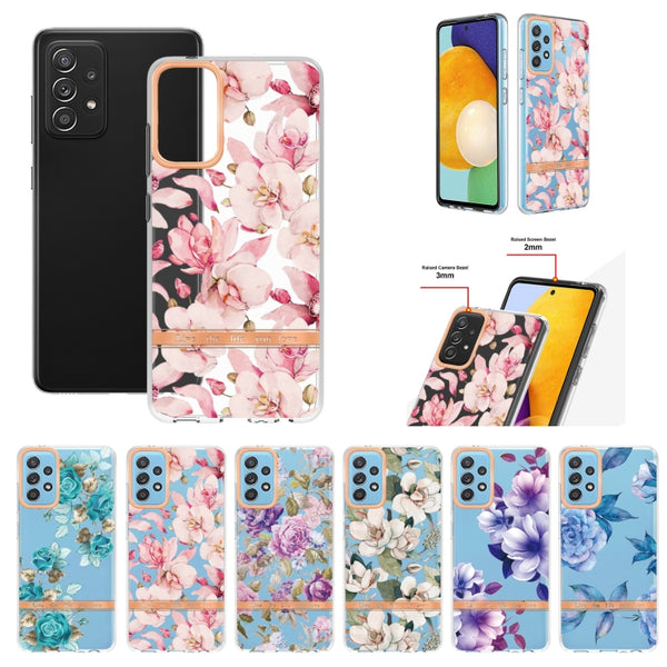 For Samsung Galaxy A52 5G 4G Flowers and Plants Series IMD TPU Phone Case(Pink Gardenia)