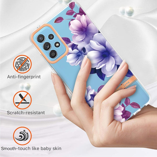For Samsung Galaxy A52 5G 4G Flowers and Plants Series IMD TPU Phone Case(Purple Begonia)