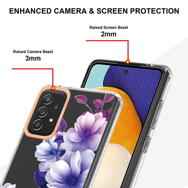 For Samsung Galaxy A52 5G 4G Flowers and Plants Series IMD TPU Phone Case(Purple Begonia)