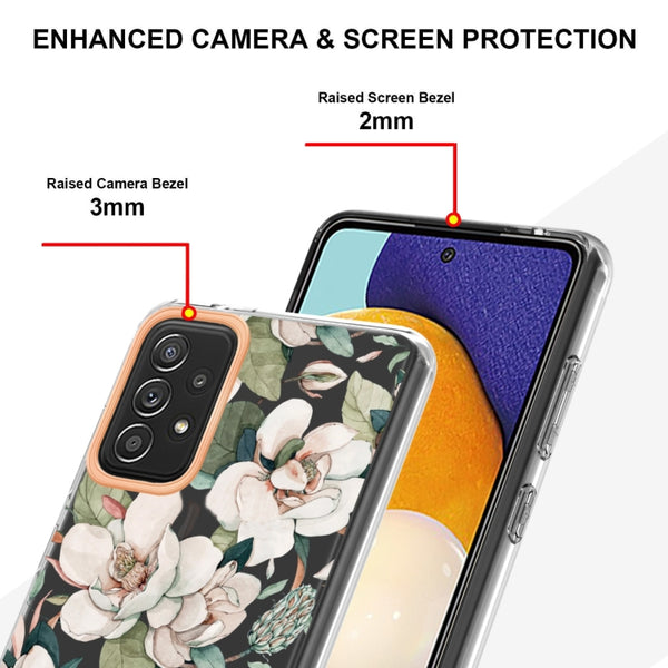 For Samsung Galaxy A52 5G 4G Flowers and Plants Series IMD TPU Phone Case(Green Gardenia)