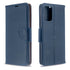 For Galaxy S20 Litchi Texture Pure Color Horizontal Flip PU Leather Case with Holder &...(Dark Blue)