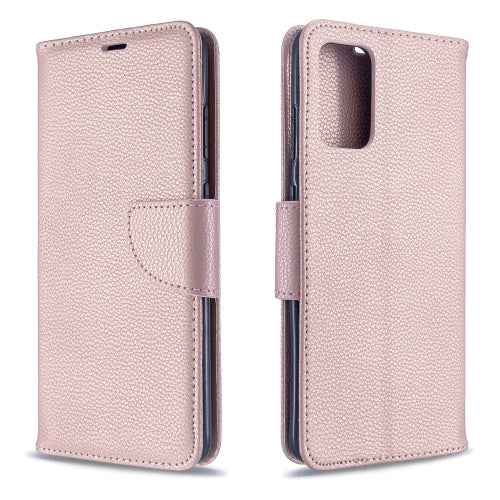 For Galaxy S20 Litchi Texture Pure Color Horizontal Flip PU Leather Case with Holder &...(Rose Gold)