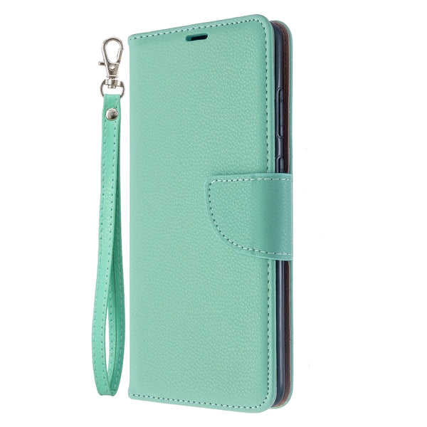 For Galaxy S20 Litchi Texture Pure Color Horizontal Flip PU Leather Case with Holder & Car...(Green)