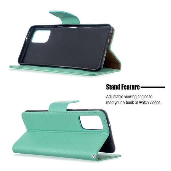 For Galaxy S20 Litchi Texture Pure Color Horizontal Flip PU Leather Case with Holder & Car...(Green)