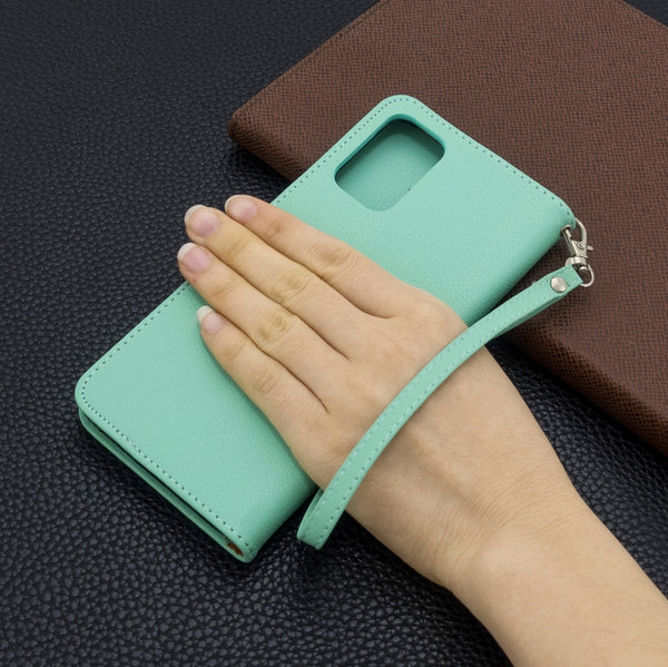 For Galaxy S20 Litchi Texture Pure Color Horizontal Flip PU Leather Case with Holder & Car...(Green)