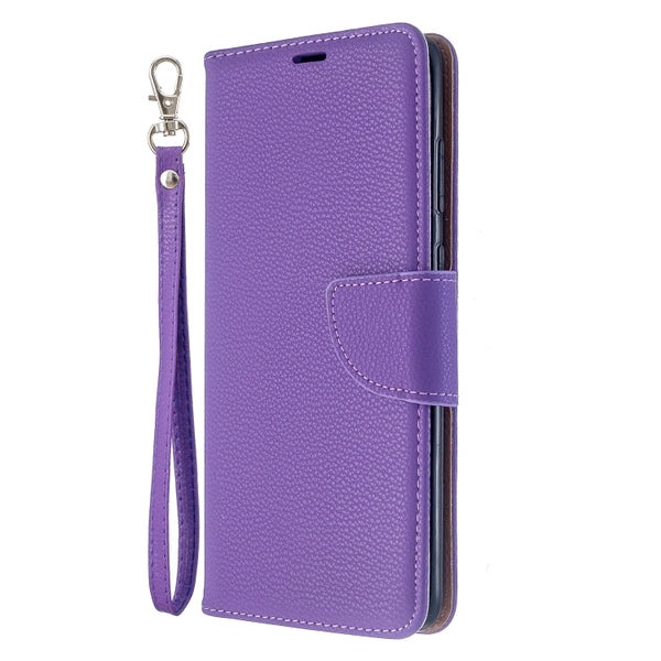 For Galaxy S20 Litchi Texture Pure Color Horizontal Flip PU Leather Case with Holder & Ca...(Purple)
