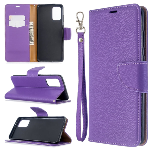 For Galaxy S20 Litchi Texture Pure Color Horizontal Flip PU Leather Case with Holder & Ca...(Purple)