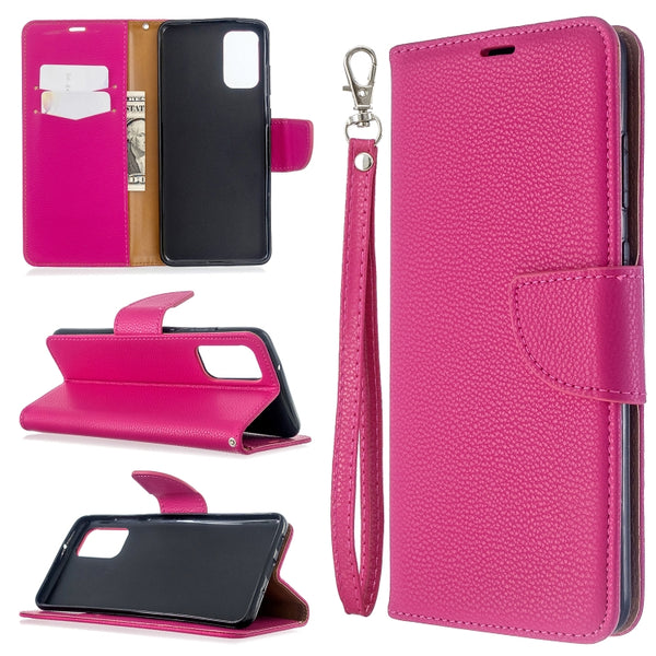 For Galaxy S20 Litchi Texture Pure Color Horizontal Flip PU Leather Case with Holder & ...(Rose Red)