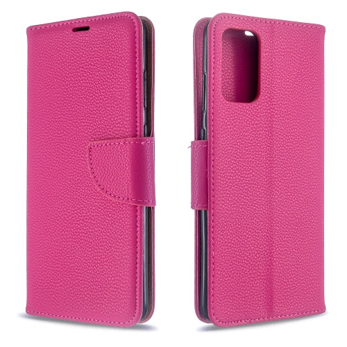 For Galaxy S20 Litchi Texture Pure Color Horizontal Flip PU Leather Case with Holder & ...(Rose Red)