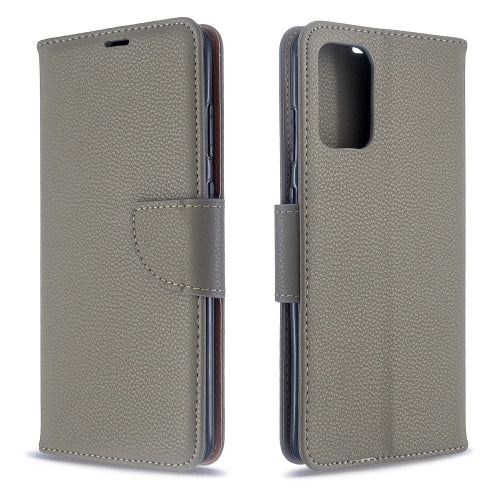 For Galaxy S20 Litchi Texture Pure Color Horizontal Flip PU Leather Case with Holder & Card...(Grey)