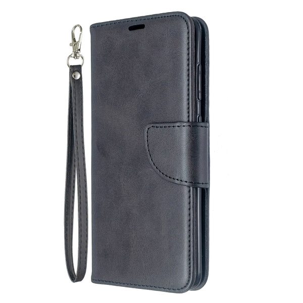 For Galaxy S20 Retro Lambskin Texture Pure Color Horizontal Flip PU Leather Case with Hold...(Black)