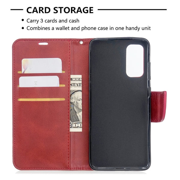 For Galaxy S20 Retro Lambskin Texture Pure Color Horizontal Flip PU Leather Case with Holder...(Red)