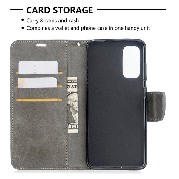 For Galaxy S20 Retro Lambskin Texture Pure Color Horizontal Flip PU Leather Case with Holde...(Grey)