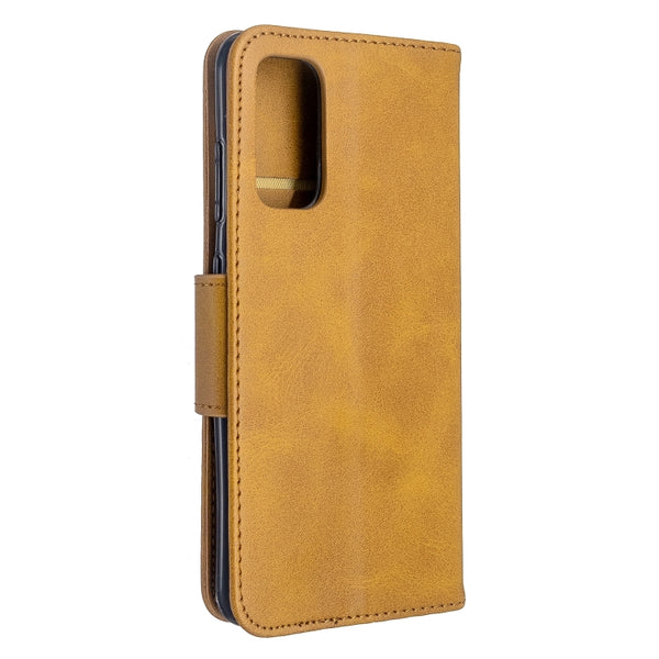 For Galaxy S20 Retro Lambskin Texture Pure Color Horizontal Flip PU Leather Case with Hol...(Yellow)