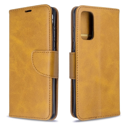 For Galaxy S20 Retro Lambskin Texture Pure Color Horizontal Flip PU Leather Case with Hol...(Yellow)
