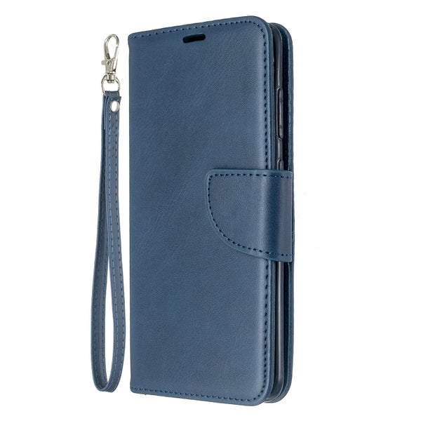 For Galaxy S20 Retro Lambskin Texture Pure Color Horizontal Flip PU Leather Case with Holde...(Blue)