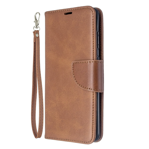 For Galaxy S20 Retro Lambskin Texture Pure Color Horizontal Flip PU Leather Case with Hold...(Brown)