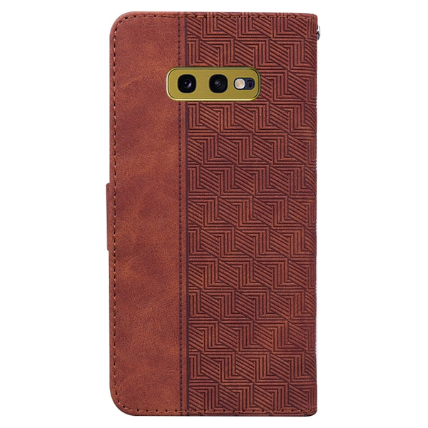 For Samsung Galaxy S10e Geometric Embossed Leather Phone Case(Brown)
