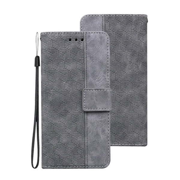 For Samsung Galaxy S10e Geometric Embossed Leather Phone Case(Grey)