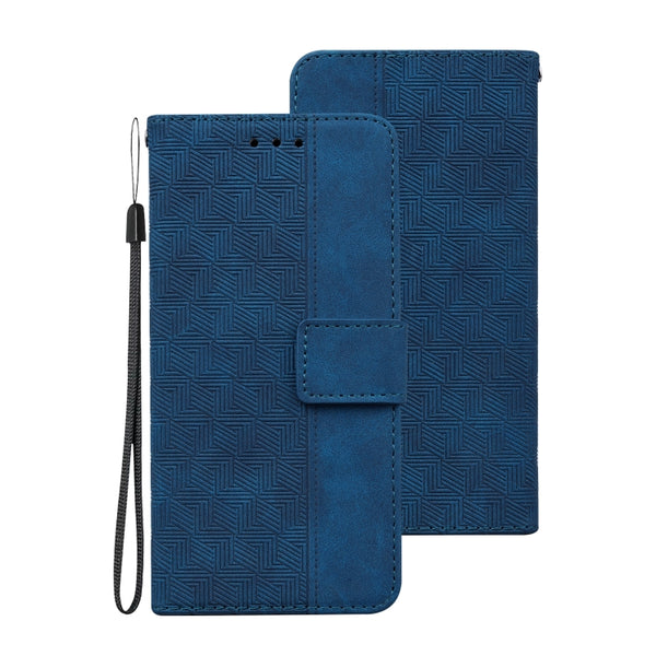 For Samsung Galaxy S10e Geometric Embossed Leather Phone Case(Blue)