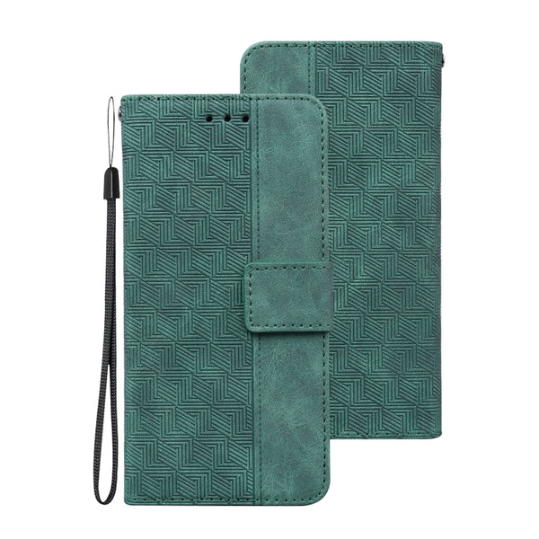 For Samsung Galaxy S10e Geometric Embossed Leather Phone Case(Green)