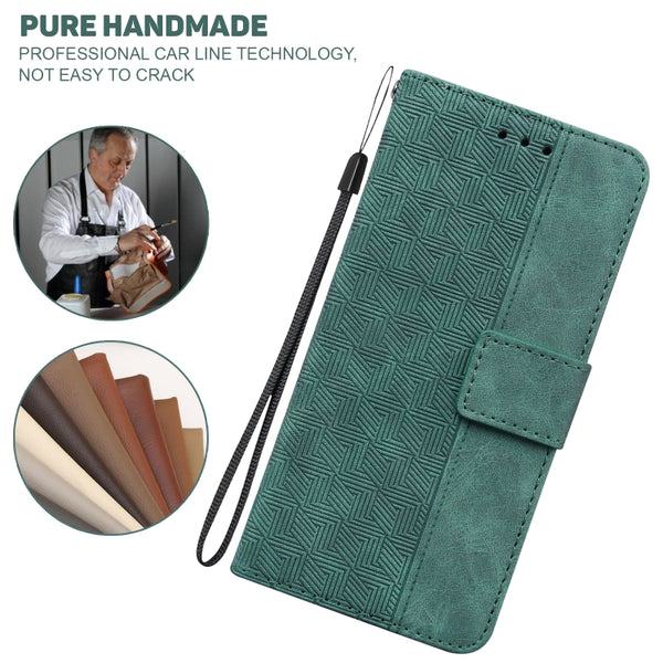For Samsung Galaxy S10e Geometric Embossed Leather Phone Case(Green)