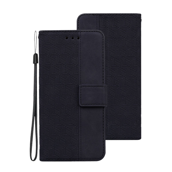 For Samsung Galaxy S10e Geometric Embossed Leather Phone Case(Black)