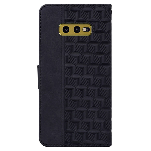 For Samsung Galaxy S10e Geometric Embossed Leather Phone Case(Black)