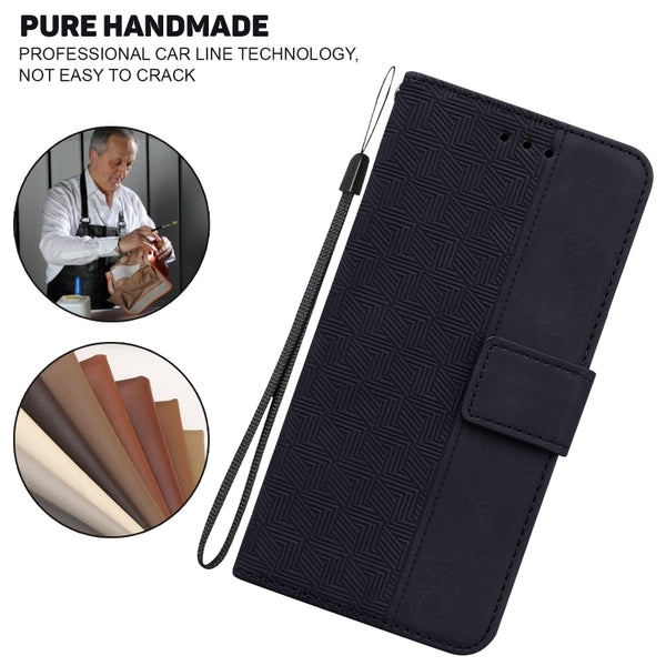 For Samsung Galaxy S10e Geometric Embossed Leather Phone Case(Black)