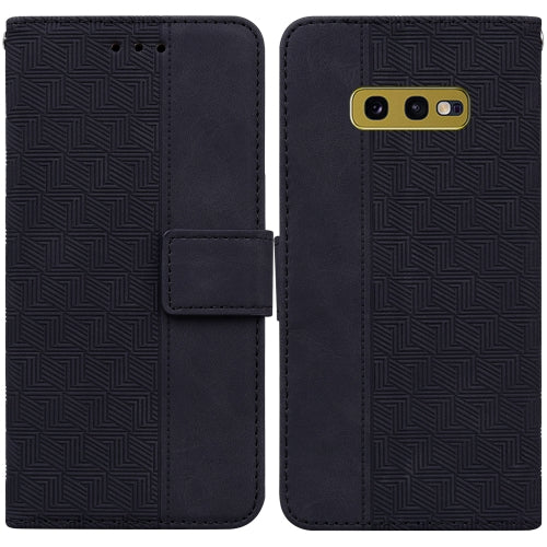For Samsung Galaxy S10e Geometric Embossed Leather Phone Case(Black)