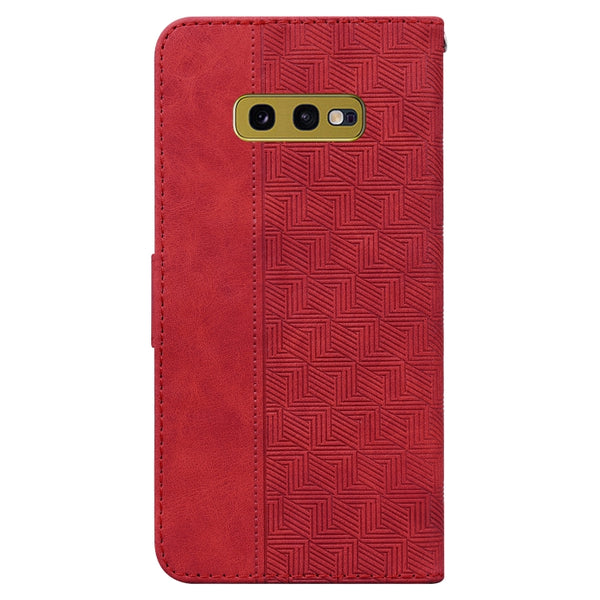 For Samsung Galaxy S10e Geometric Embossed Leather Phone Case(Red)