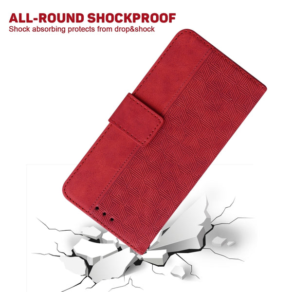 For Samsung Galaxy S10e Geometric Embossed Leather Phone Case(Red)