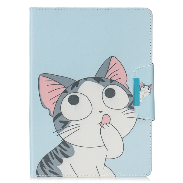 For iPad 10.2 Colored Drawing Pattern Horizontal Flip Leather Case with Holder & Card Slot &...(Cat)