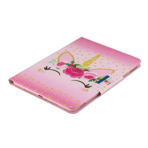 For iPad 10.2 Colored Drawing Pattern Horizontal Flip Leather Case with Hol...(Unicorn With Flowers)