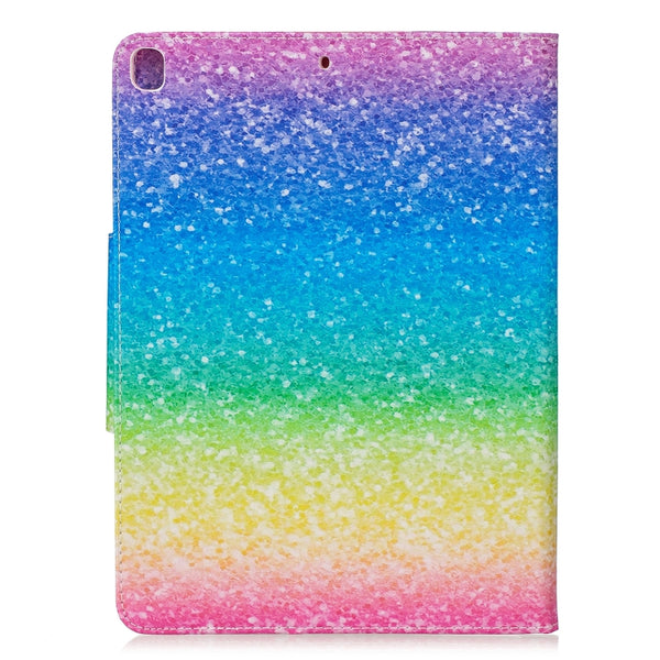 For iPad 10.2 Colored Drawing Pattern Horizontal Flip Leather Case with Hol...(Striped Rainbow Sand)