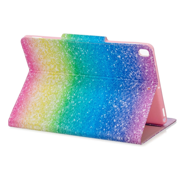 For iPad 10.2 Colored Drawing Pattern Horizontal Flip Leather Case with Hol...(Striped Rainbow Sand)