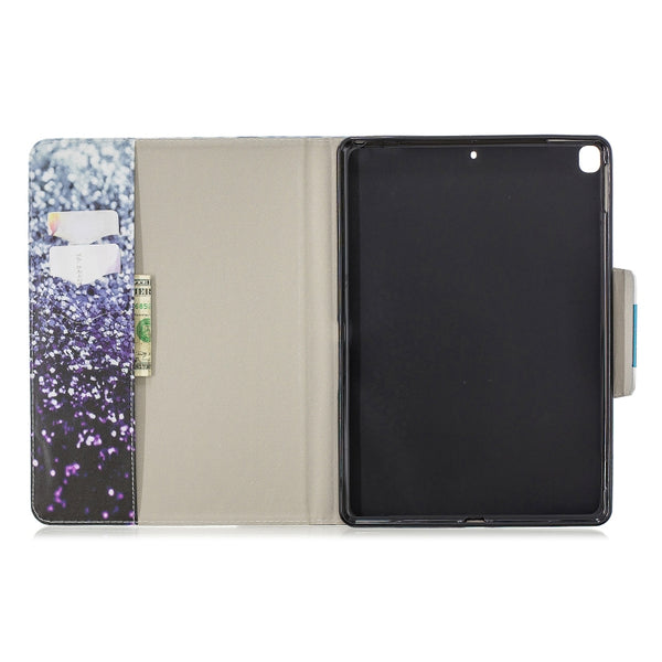 For iPad 10.2 Colored Drawing Pattern Horizontal Flip Leather Case with Hold...(Gradient Black Sand)